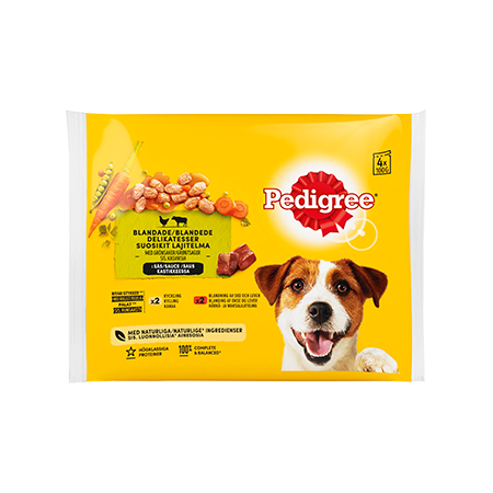 PEDIGREE® Adult 4x100 g. Blandede delikatesser med grønnsaker i sås