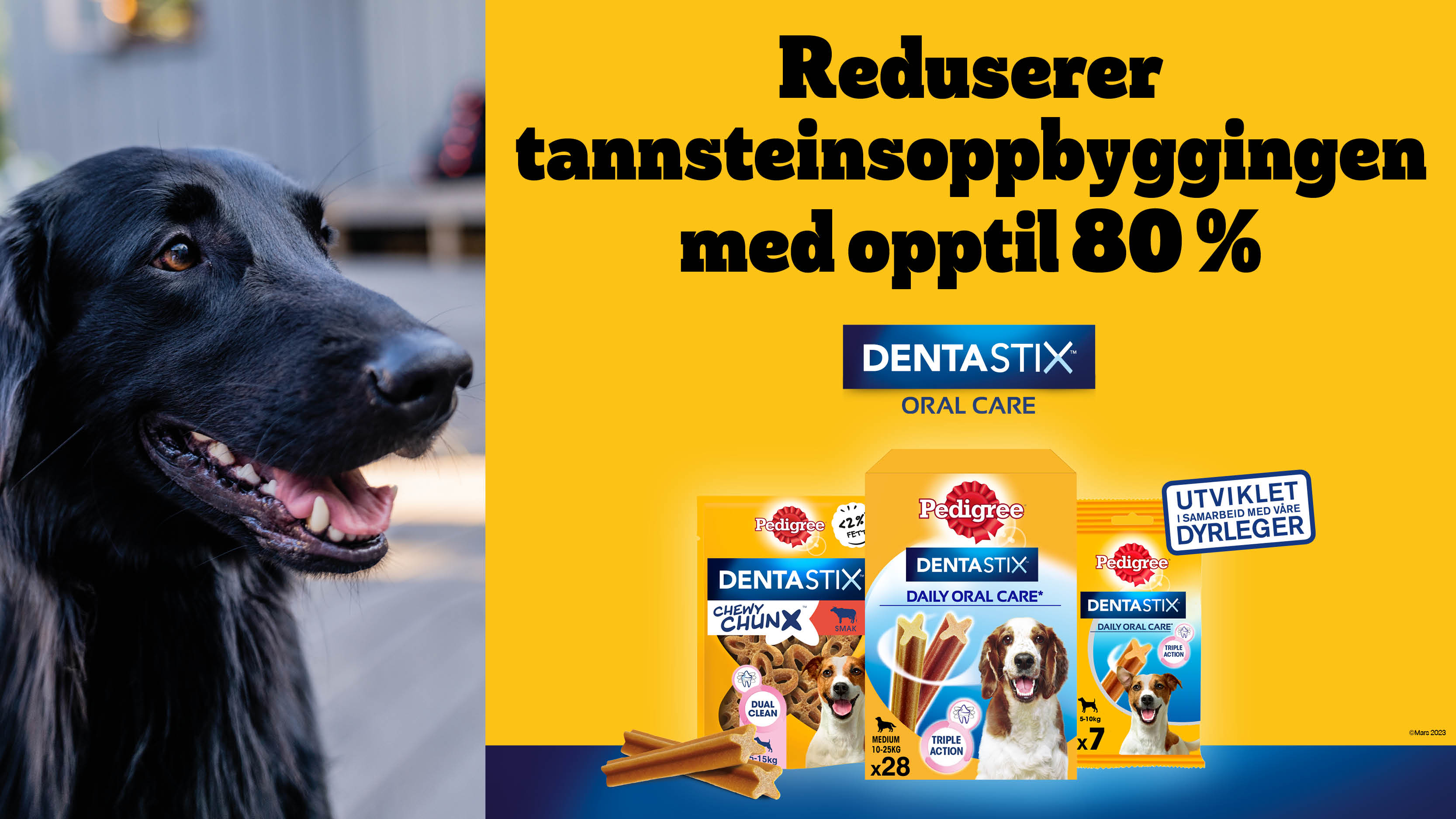 Reduserer tannsteinsoppbyggingen med opptil 80%